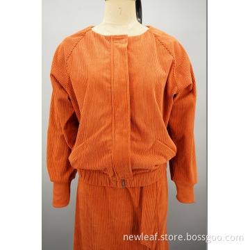 Essential Round neck items corduroy single-breasted jacket